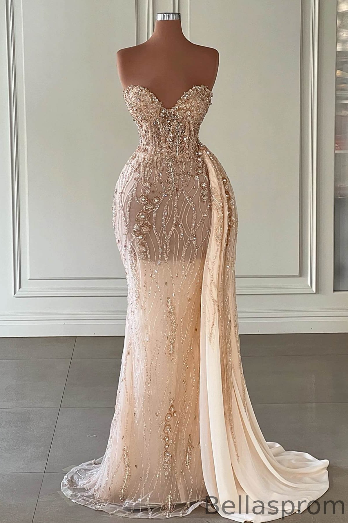 Bellasprom Sweetheart Beadings Prom Dress mermaid Long With Ruffles Bellasprom