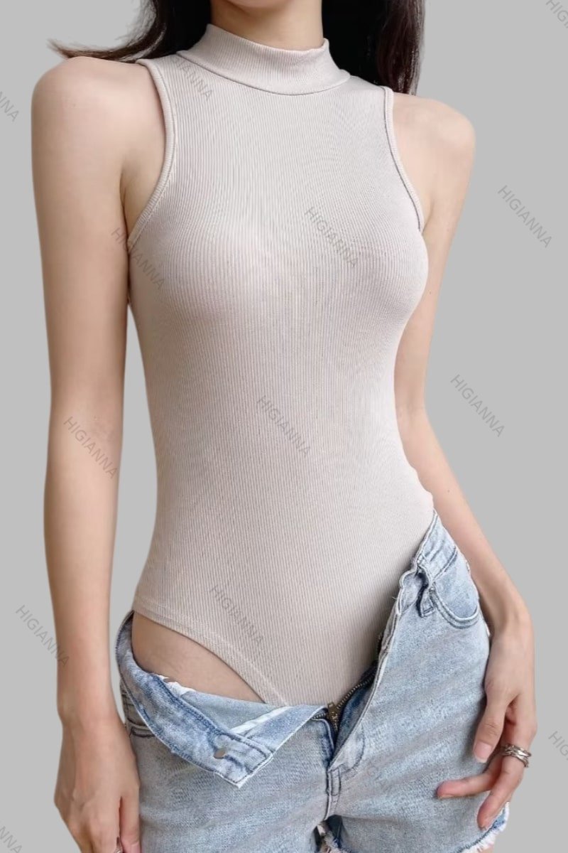 Sleeveless Turtleneck Ribbed Bodysuit - HIGIANNA&reg;