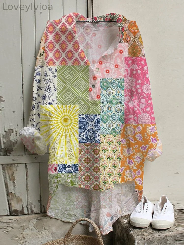 Vintage Floral Print Bohemian Loose Shirt