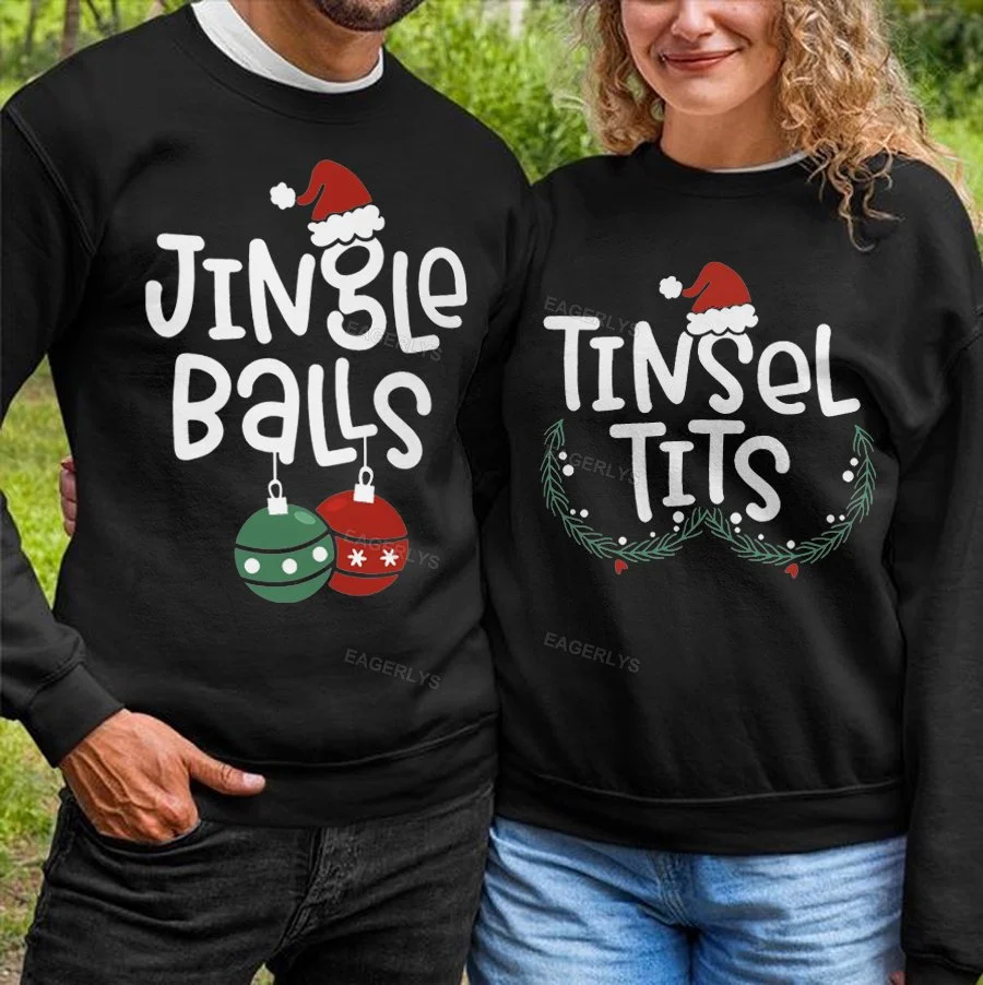 Eagerlys PEJINGLE BALLS - TINSEL TITS MATCHING COUPLE SHIRTS CLASSIC SWEATSHIRT Eagerlys