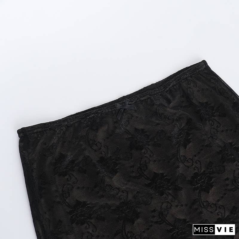 Sexy Lace Tank Top & Fitted Skirt Set