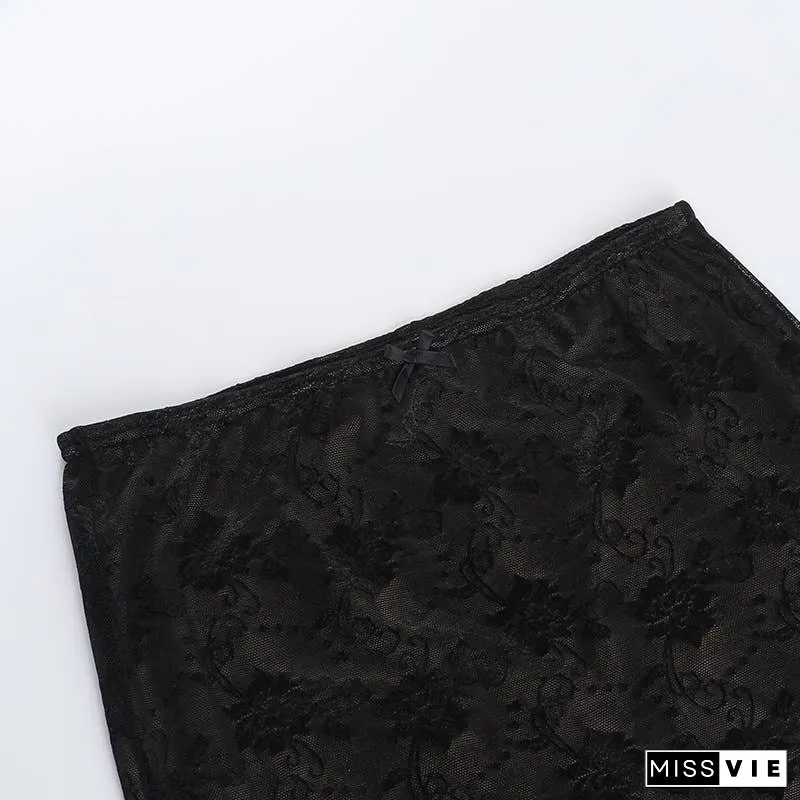 Sexy Lace Tank Top & Fitted Skirt Set