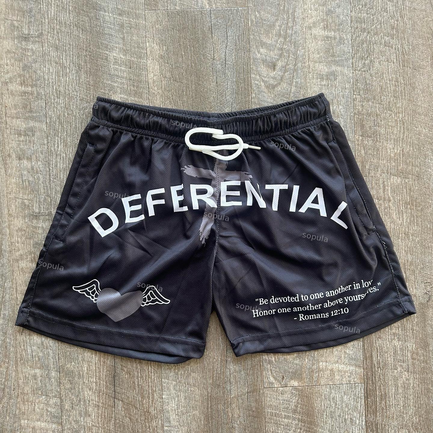 Sopula Deferential Mesh Print Drawstring Shorts