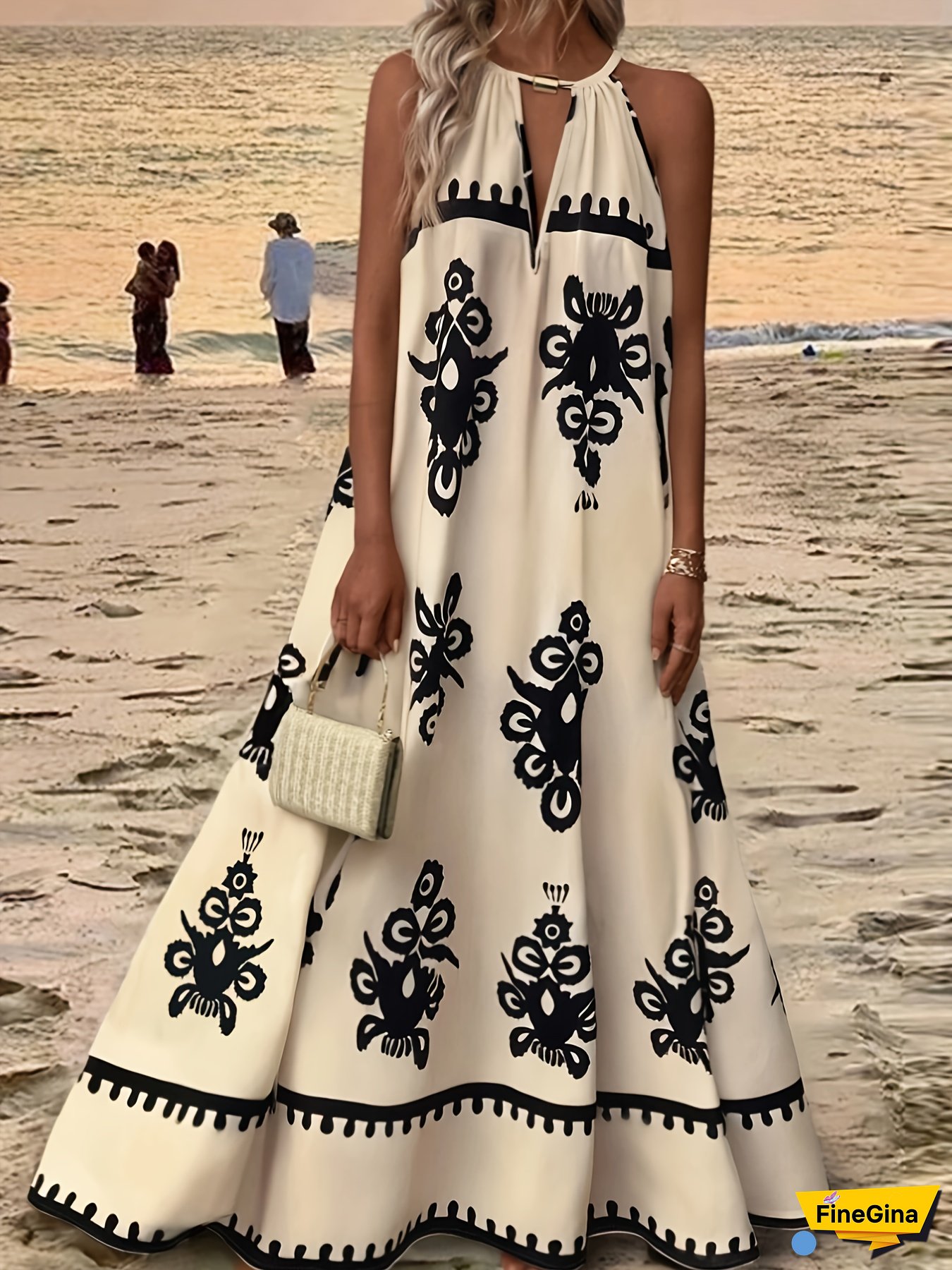 Women's Bohemian Off-Shoulder Maxi Dress With Floral Print - Elegant Summer Dress For Adults, Sleeveless, Flowy Skirt, Perfect For Beach Or Casual Events, Beach Dress | Bohemian Style | Flowy Fabric