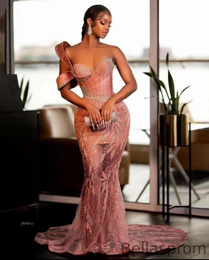 open lace back dress Candy Pink Lace And Beading V-Neck Long Dress With Lace Up Back main image 1