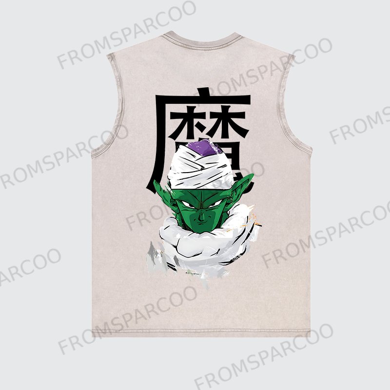 Casual Batik Washed Dragon Ball Print Tank Top