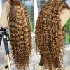 Black Brown Brazilian Water Wave 360 Lace Frontal Curly Wigs