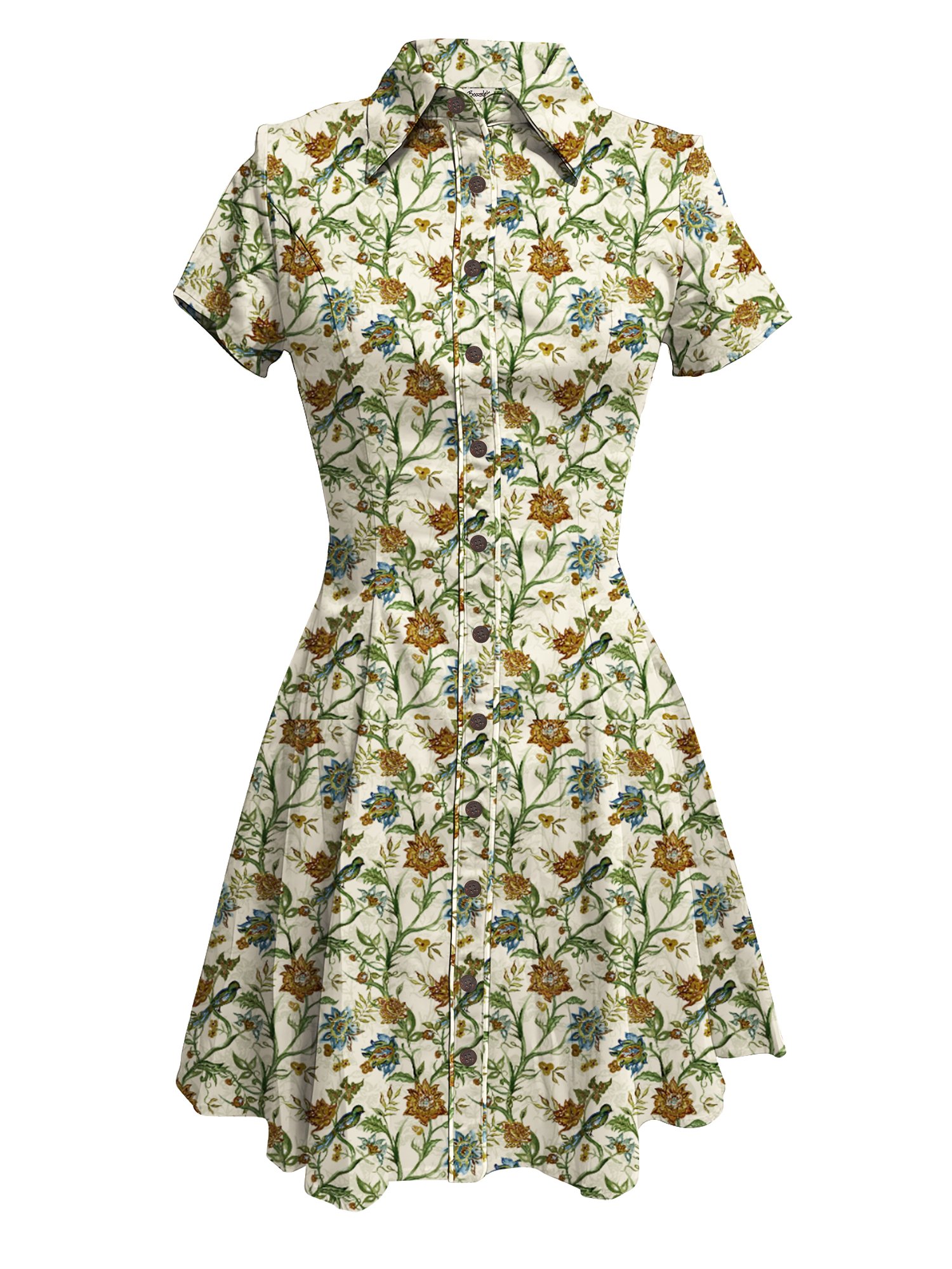 【Brooklyn Bees Design Studio X Boozelele】Easter Vivid Floral Avian - 100% Cotton Dress