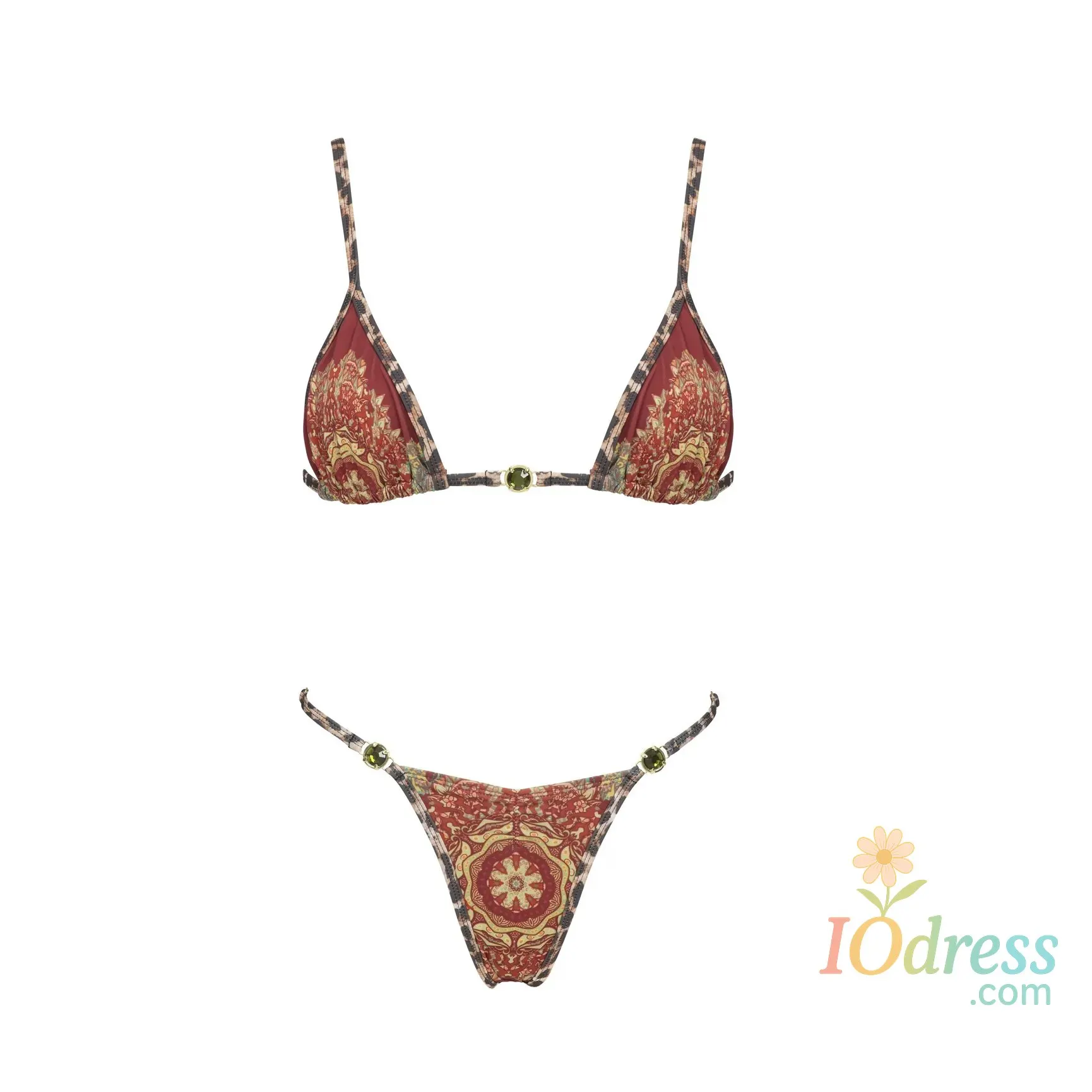 IO Dress  Sexy Print Bikini with Pants Swimsuit Women Swimwear High Leg Two Piece Bathing Suit Resort Wear Beachwear Halter Biquini IO Dress