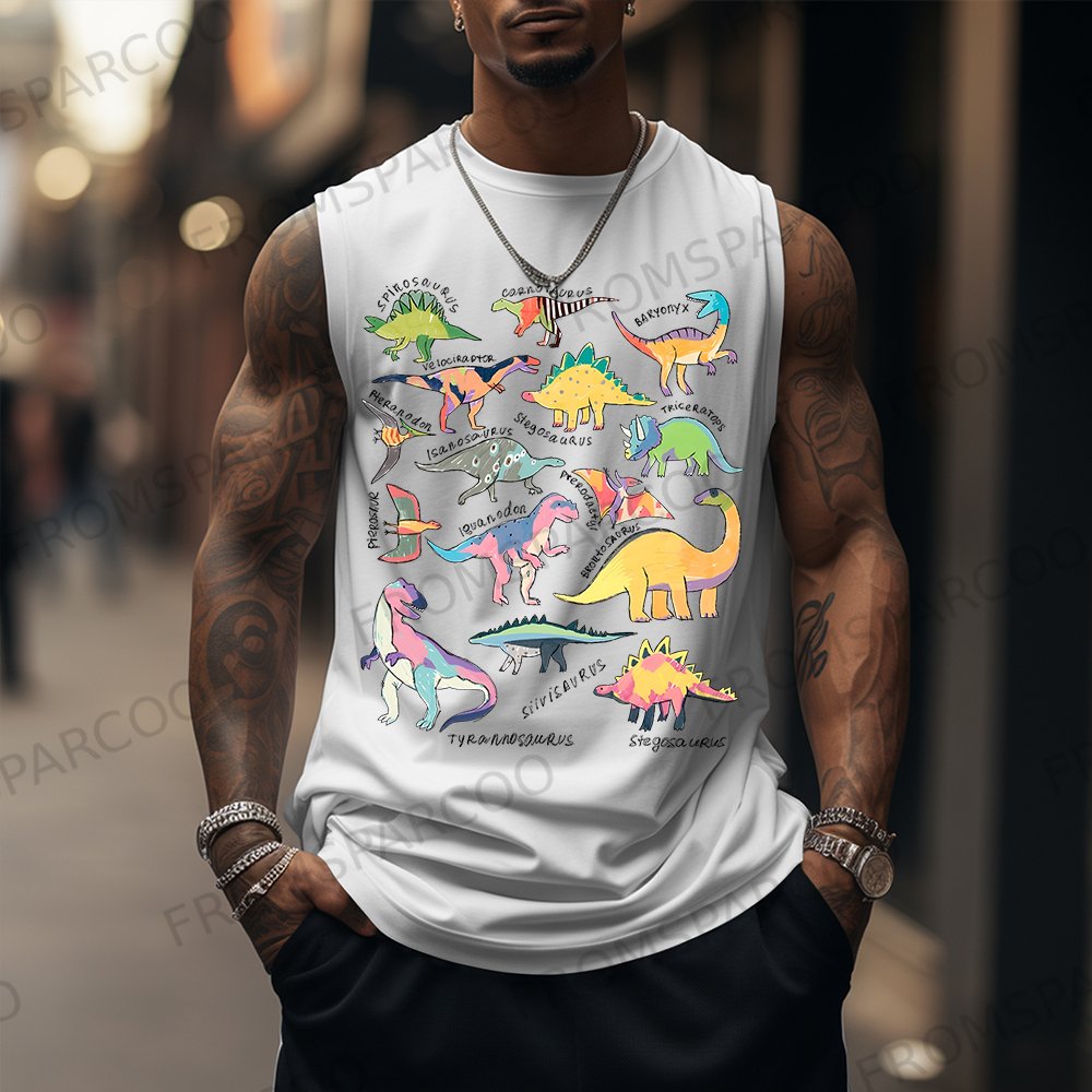 Types Of Dinosaur Unisex Oversized Printed Sports Tank Top