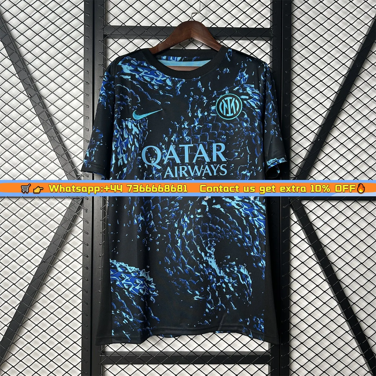 Inter Milan 25-26 Blue Snake Pattern Pre-Match Training Jersey - Fans Version
