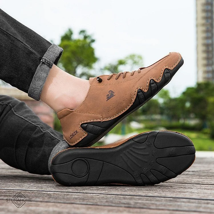 Lace-Up Loafers with Contrast Panel and Textured Outsole  Stunahome.com