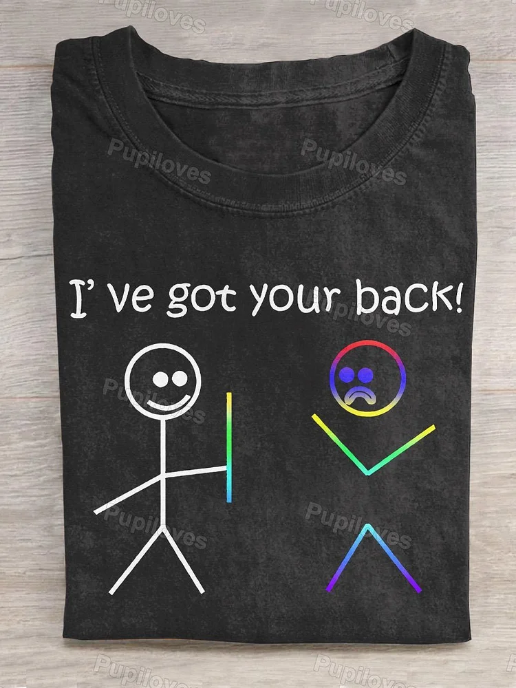 Pupiloves Pupiloves  I've Got Your Back! Stickman Friendship Slogan T-shirt