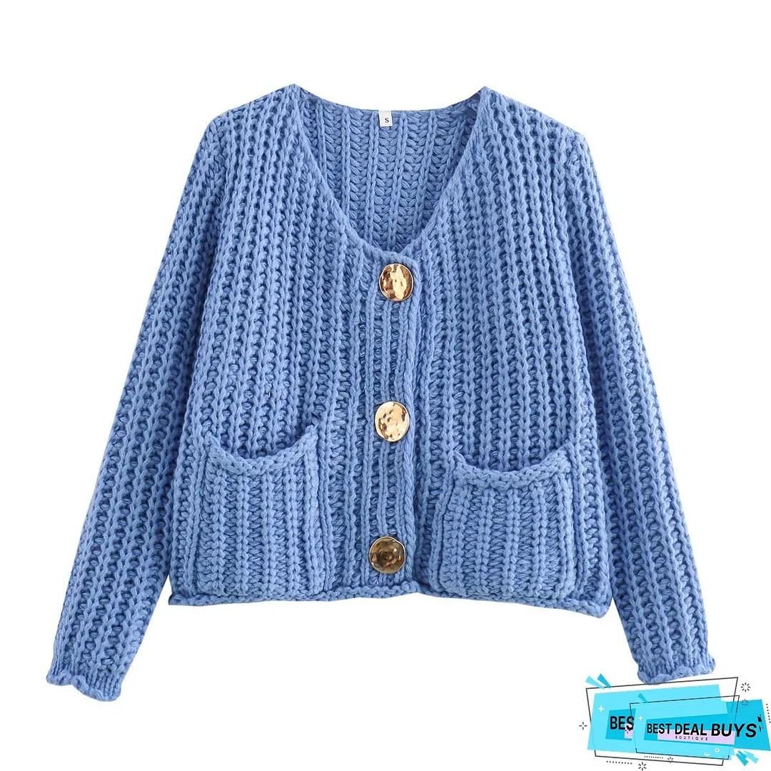 Womens Winter Warm Thick-Single-Breasted Collar Sweater Coat Long Sleeve Jacket