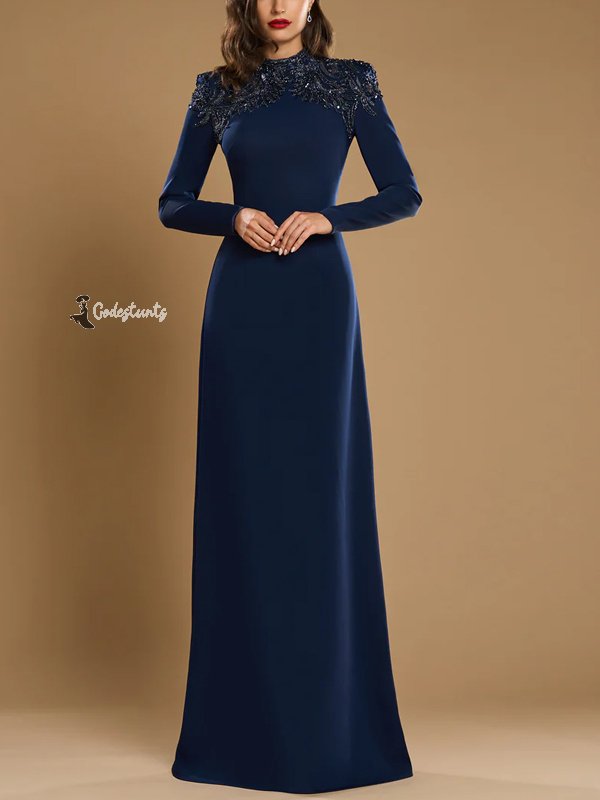 Turtleneck Solid Color Long Sleeves Maxi Dress