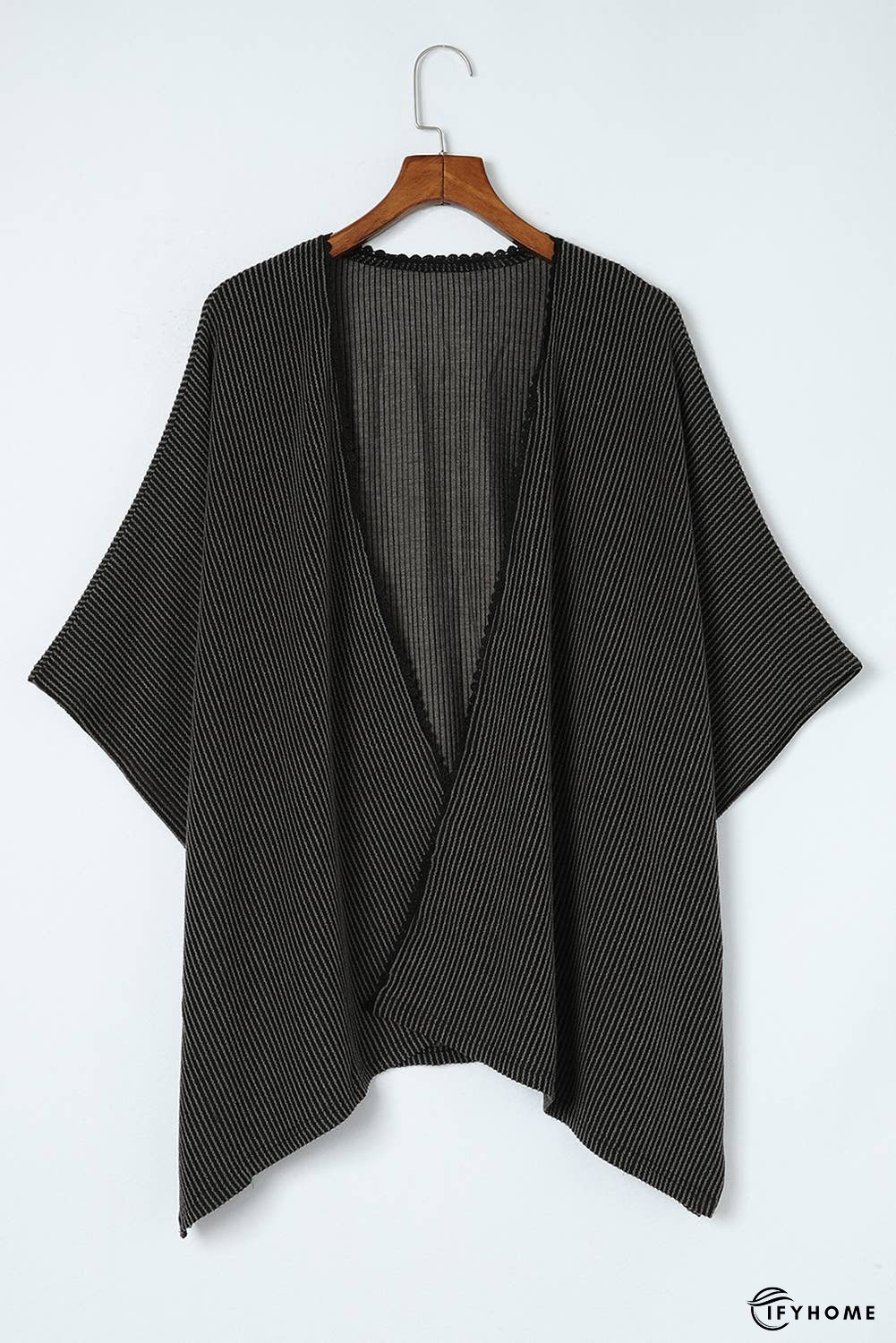 Lace Trim Ribbed Oversize Kimono | IFYHOME