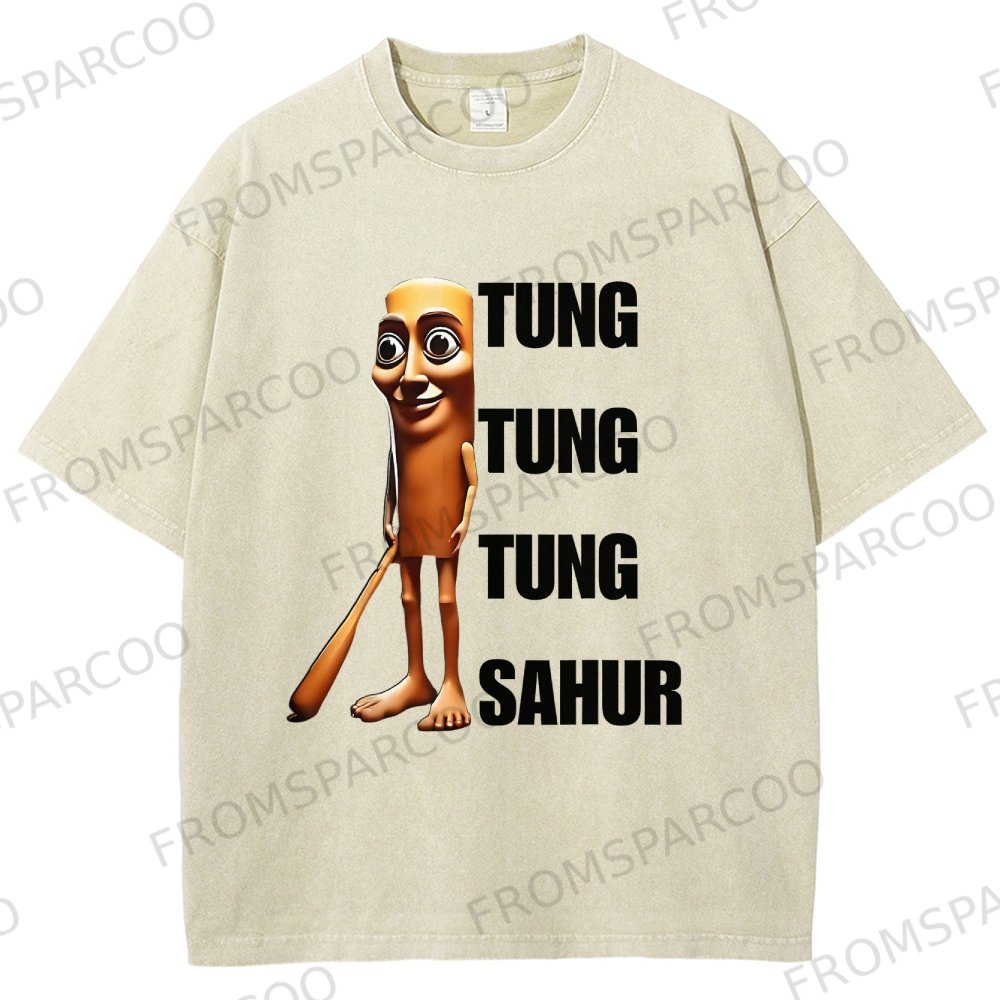 Unisex Fit TUNG TUNG TUNG SAHUR Washed T-Shirt