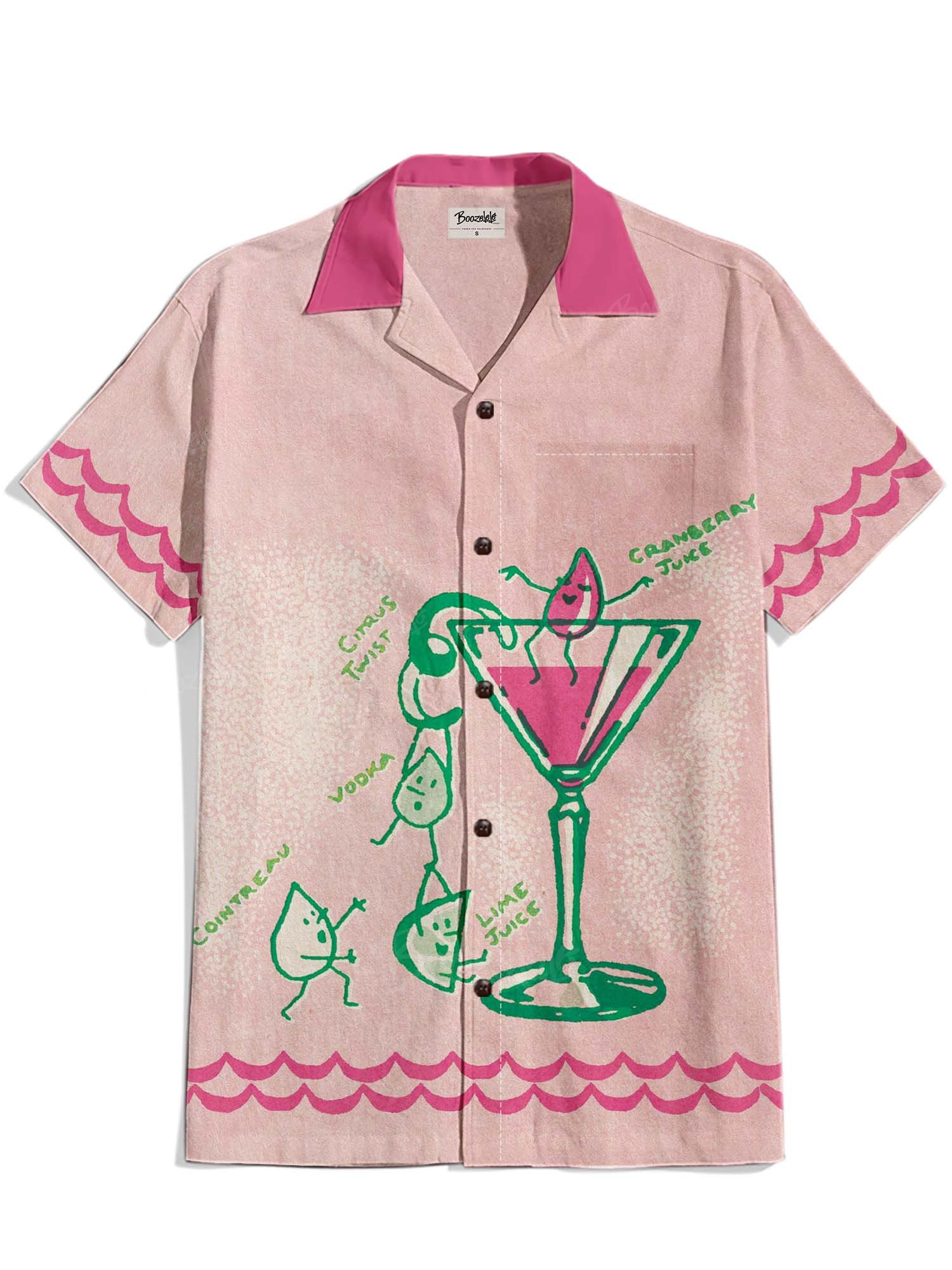 【Alison Cot&eacute; X Boozelele】Cosmopolitan Cocktails - 100% Cotton Cuban collar Shirt