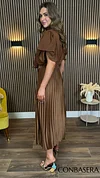 Ophelia Brown Pleated Midi Skirt