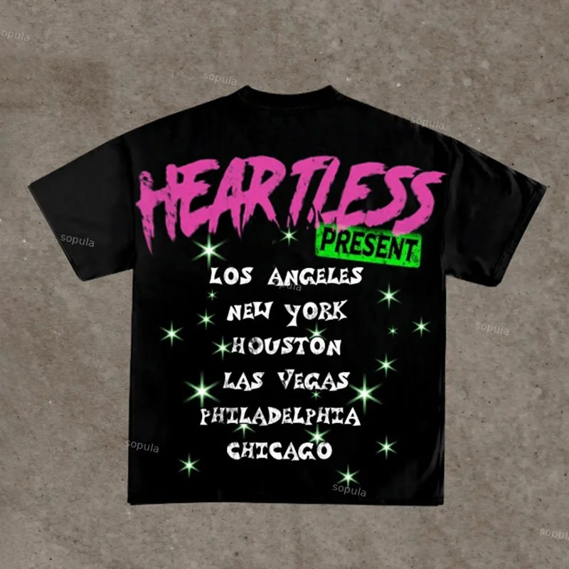 Sopula Vintage Heartless Graphic Cotton Short Sleeve T-Shirt