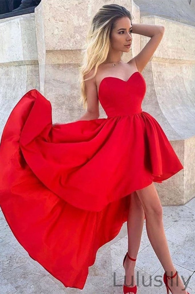 Gorgeous Red Sweetheart Hi-Lo Short Prom Dress - lulusllly