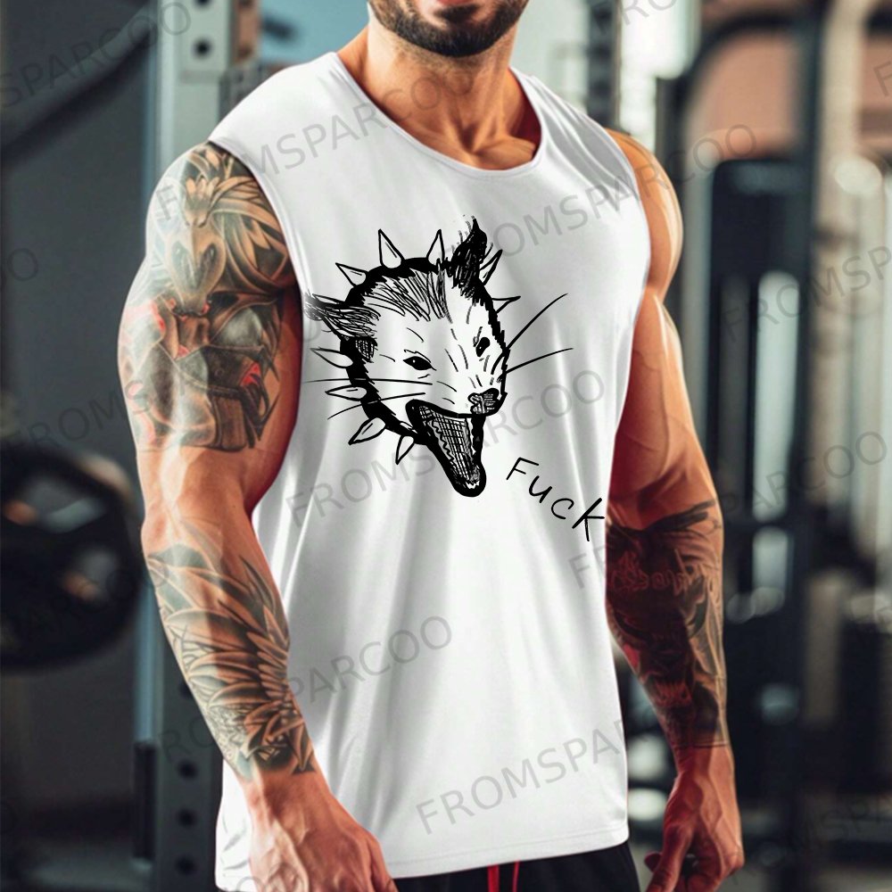 Casual Mouse Screaming Print Fitness Tank Top