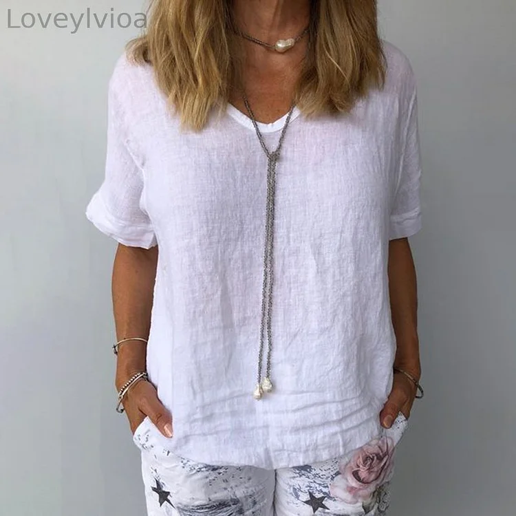 Solid Color V Neck Comfy Shirt