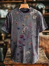 Unisex Retro Floral Print Casual Loose Short Sleeve T-Shirt