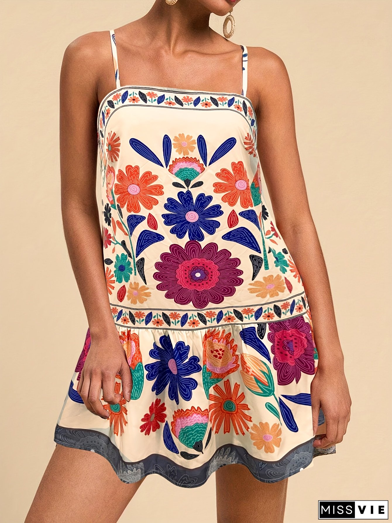 Women's Fashionable Digital Print Sunflower Dress