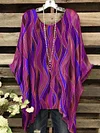 Women's Art Abstract Irregular Wave Print Casual Top