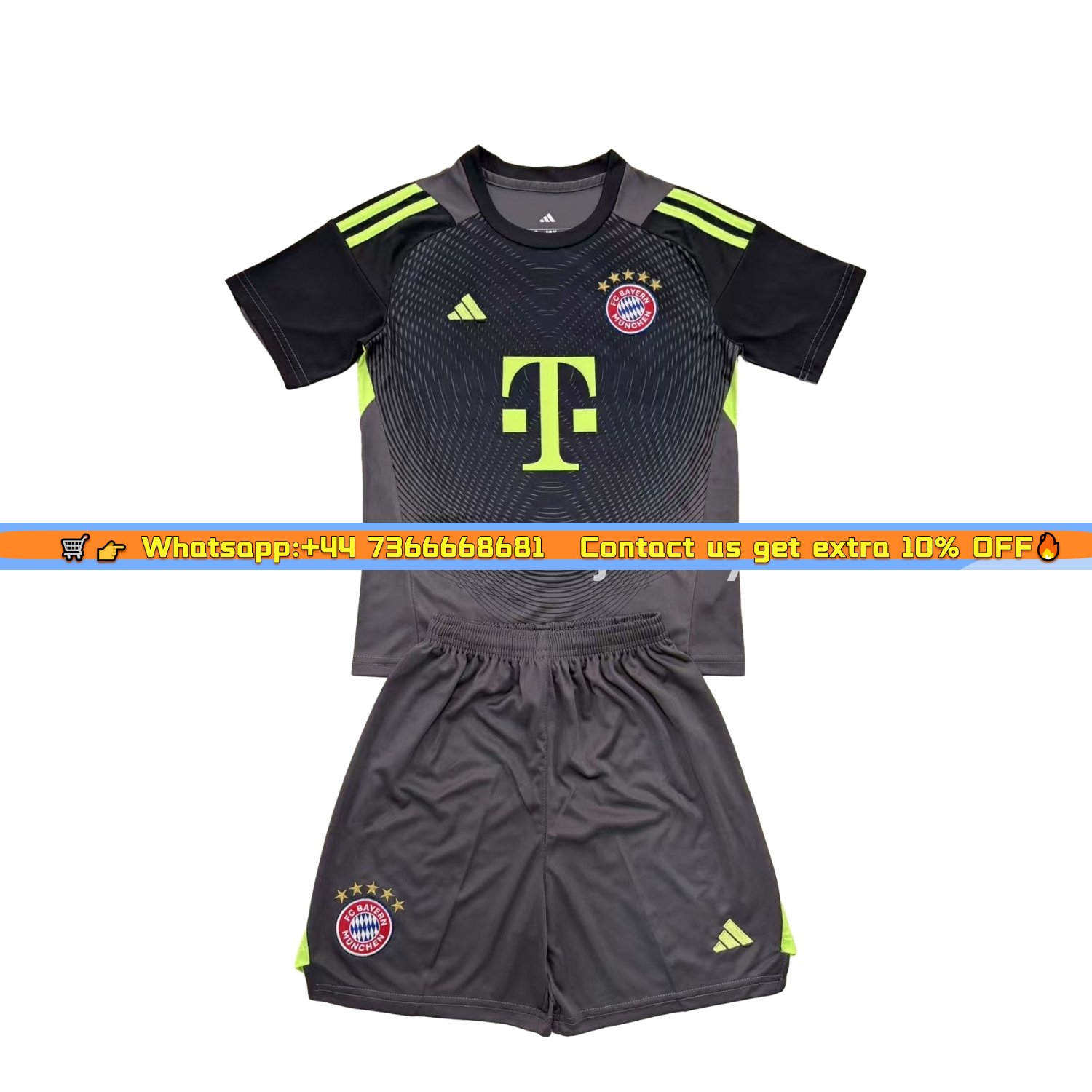 Bayern Munich 25-26 Grey Black Goalkeeper Men's Adult Jersey Set - Fans Version