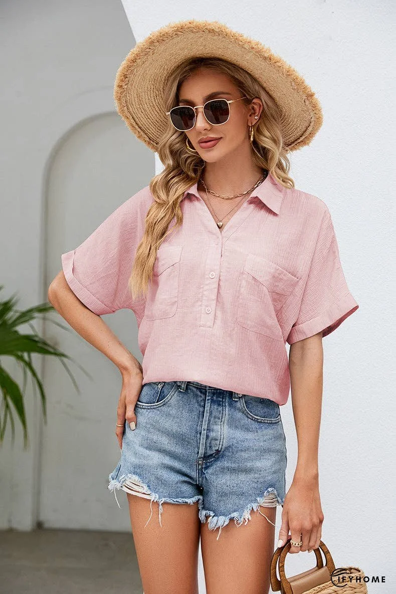 Half Button Johnny Collar Blouse | IFYHOME