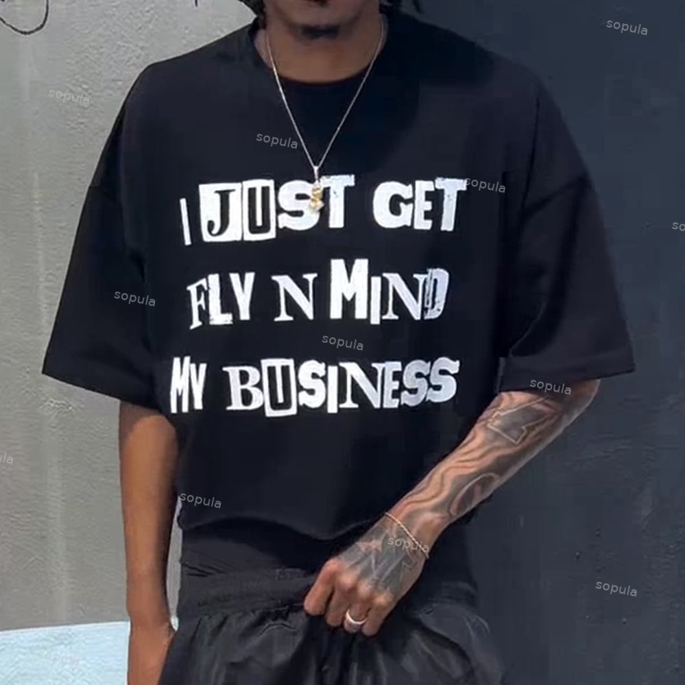 Vintage I Just Get Fly Printed Cotton Short Sleeve T-Shirt