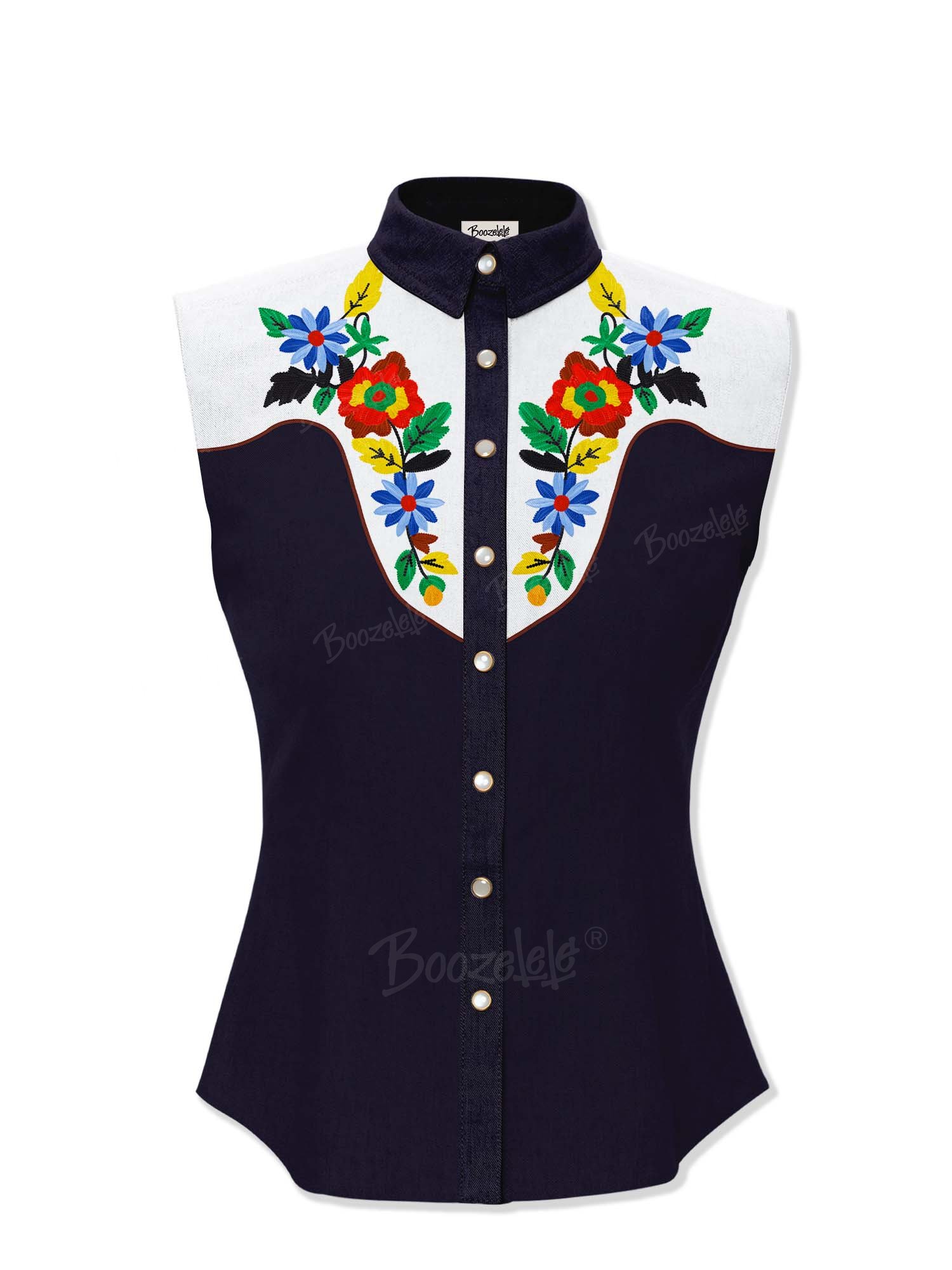 Vintage Flower - Women&lsquo;s 100% Cotton Sleeveless Shirt