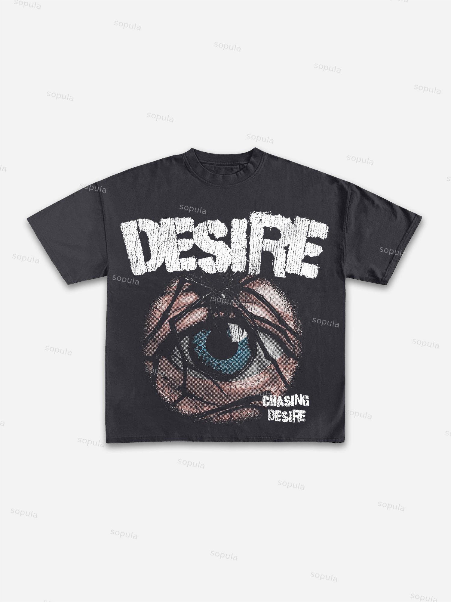 Spider Covering Eyes Print Cotton T-shirt
