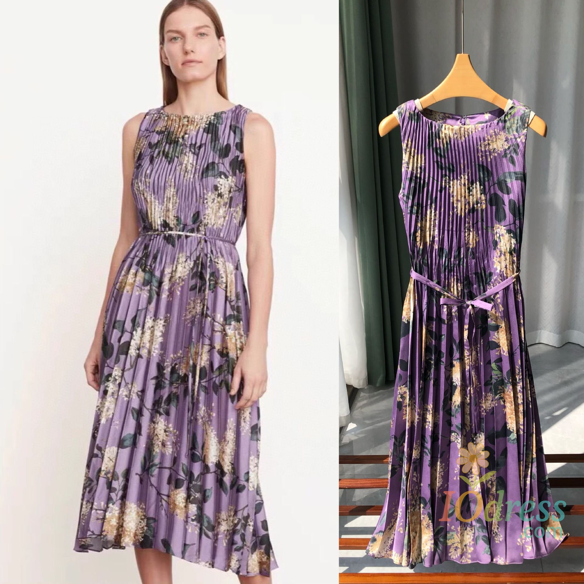 IO Dress Purple Lilac · Dignified and Elegant Three-dimensional Pleated Acetic Acid Sleeveless Dress IO Dress