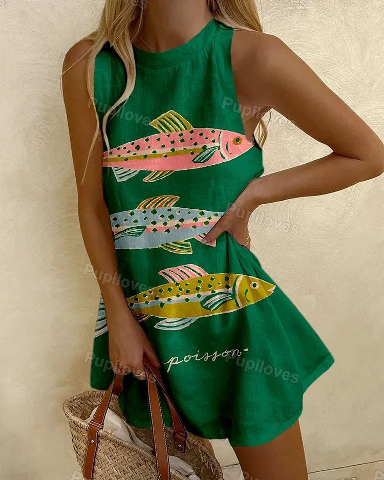 Pupiloves Pupiloves  Fish Poillon Mini Dress
