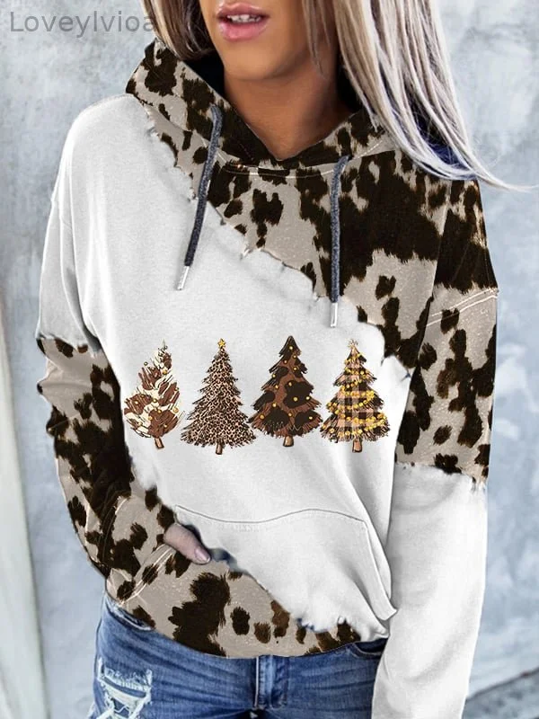 Women's Vintage   Christmas TreePrint Casual Sweatshirt