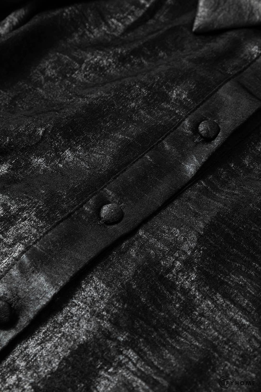 Metallic Sheen Puff Sleeve Mini Shirt Dress | IFYHOME