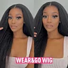 Glueless kinky Yaki straight 200% density brazilian black wigs