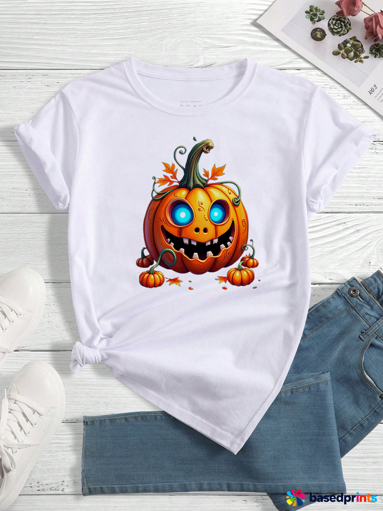 Halloween Pumpkin T Shirt Women Cute Cartoon Print Tee Tops Casual Short Sleeve T-Shirts
