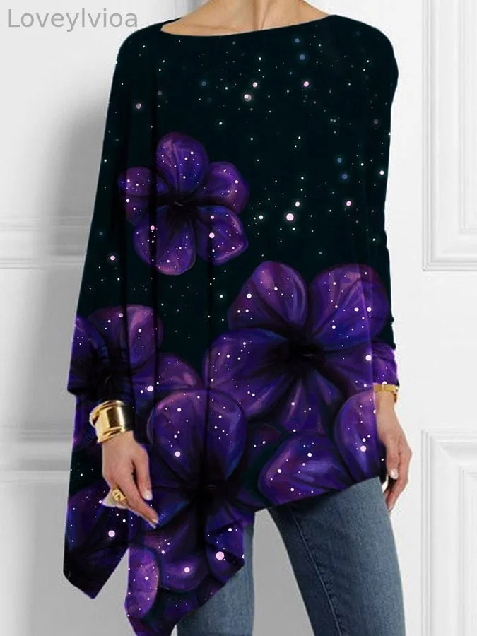 Women's Alzheimer's Disease Purple Flower Print Top