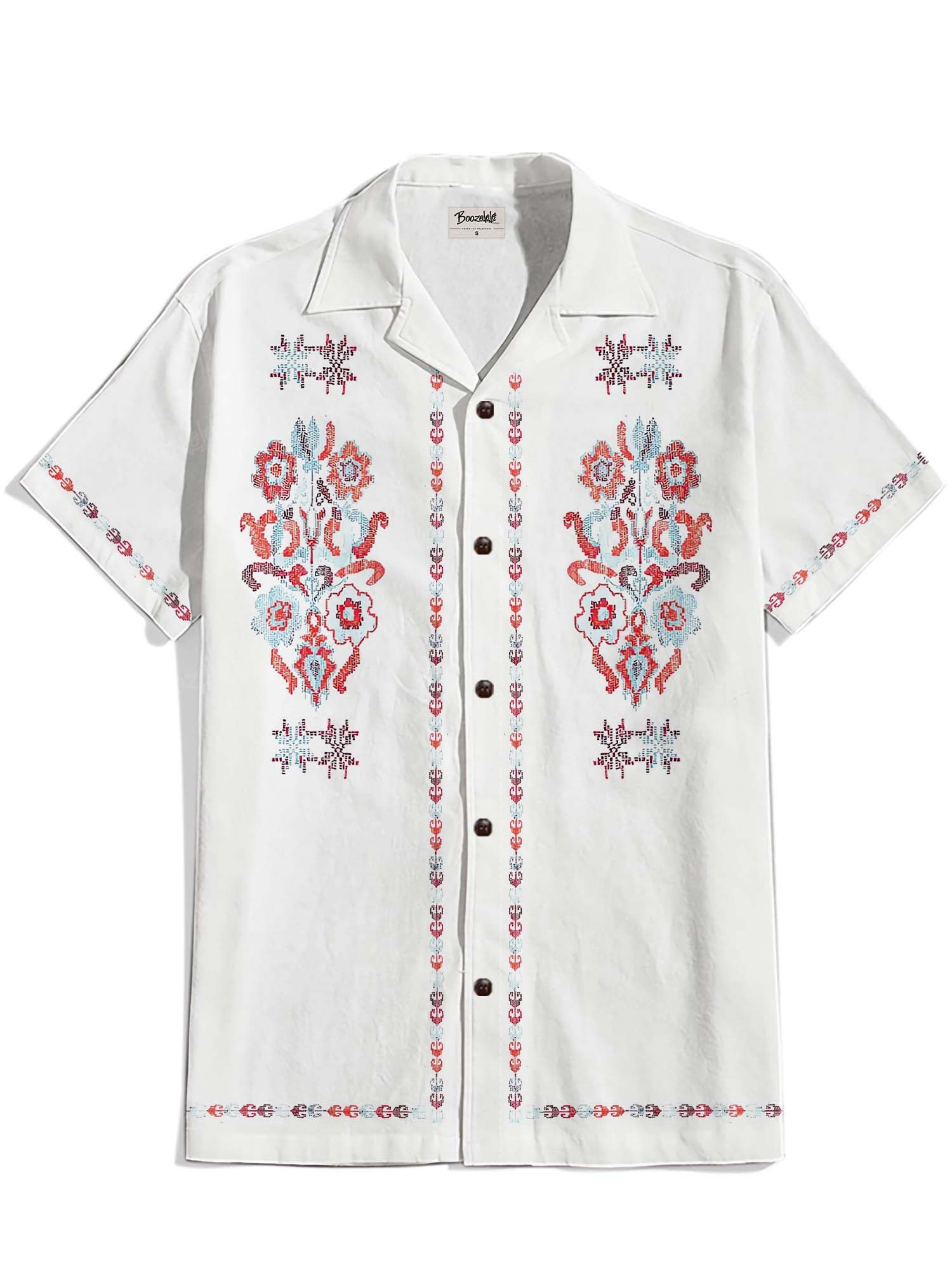 Vintage Flower - 100% Cotton Cuban Collar Shirt