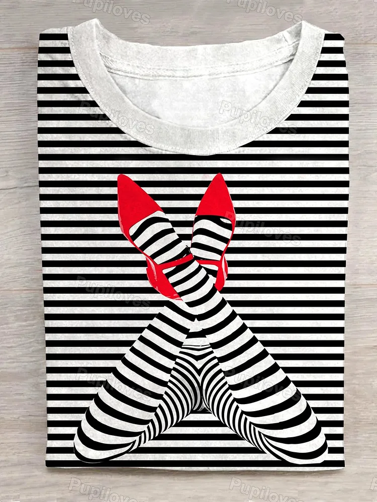 Pupiloves Pupiloves  Stripes and Red High Heels T-shirt