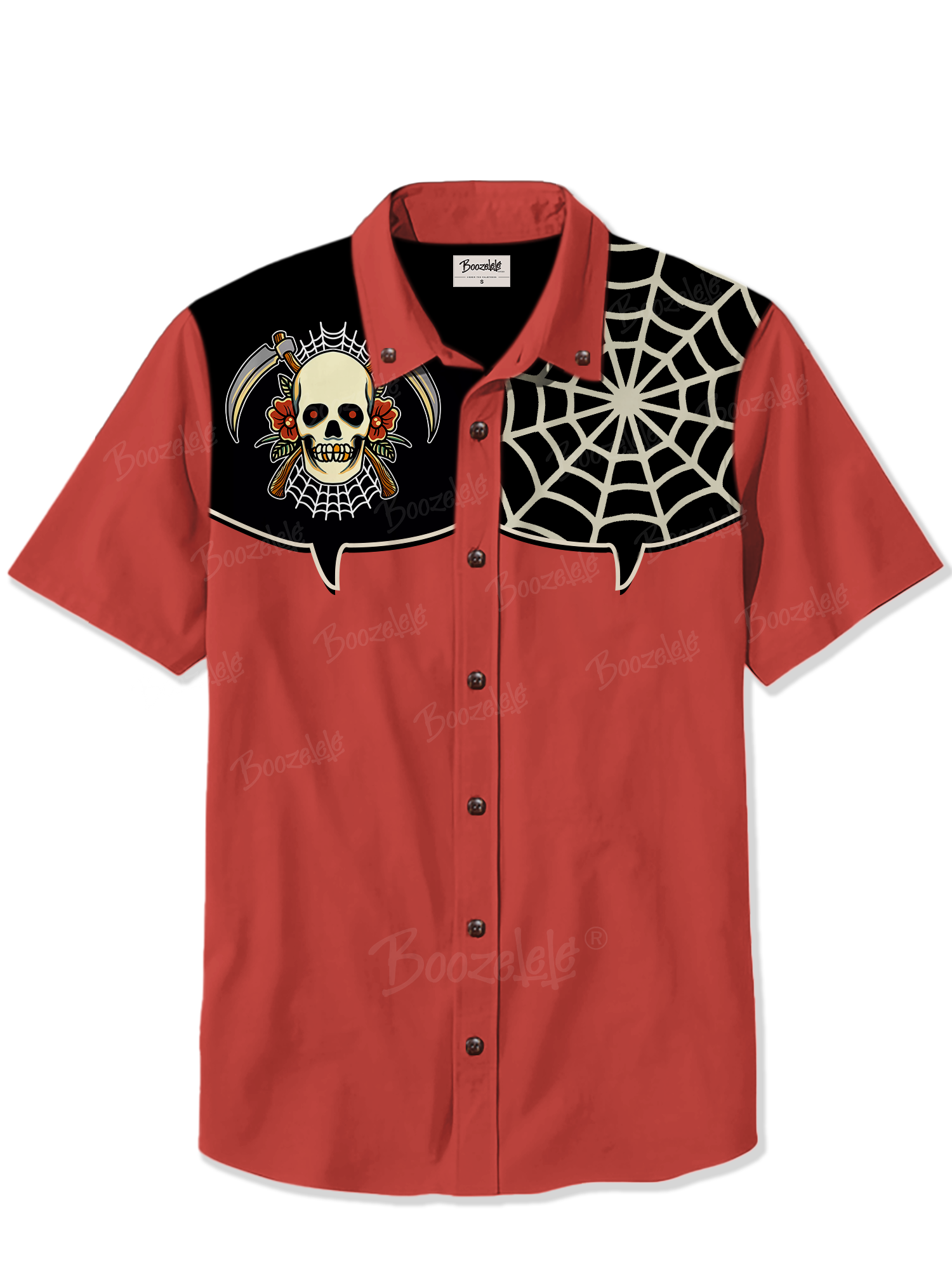 Retro Skull Spider Web - 100% Cotton Shirt