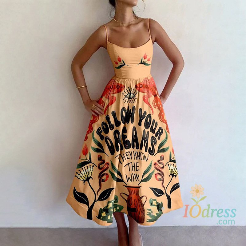 IO Dress Women Print Bodycon Dress Sling Cold Shoulder High Waist A-line Maxi Dresses Beach Party Gowns Casual Vestidos Summer 2025 Robe