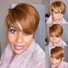 Glueless Brown Short Straight Pixe Cut Hair