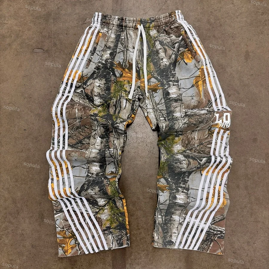 Sopula Artistic Vintage Love Money Camouflage Casual Flared Trousers