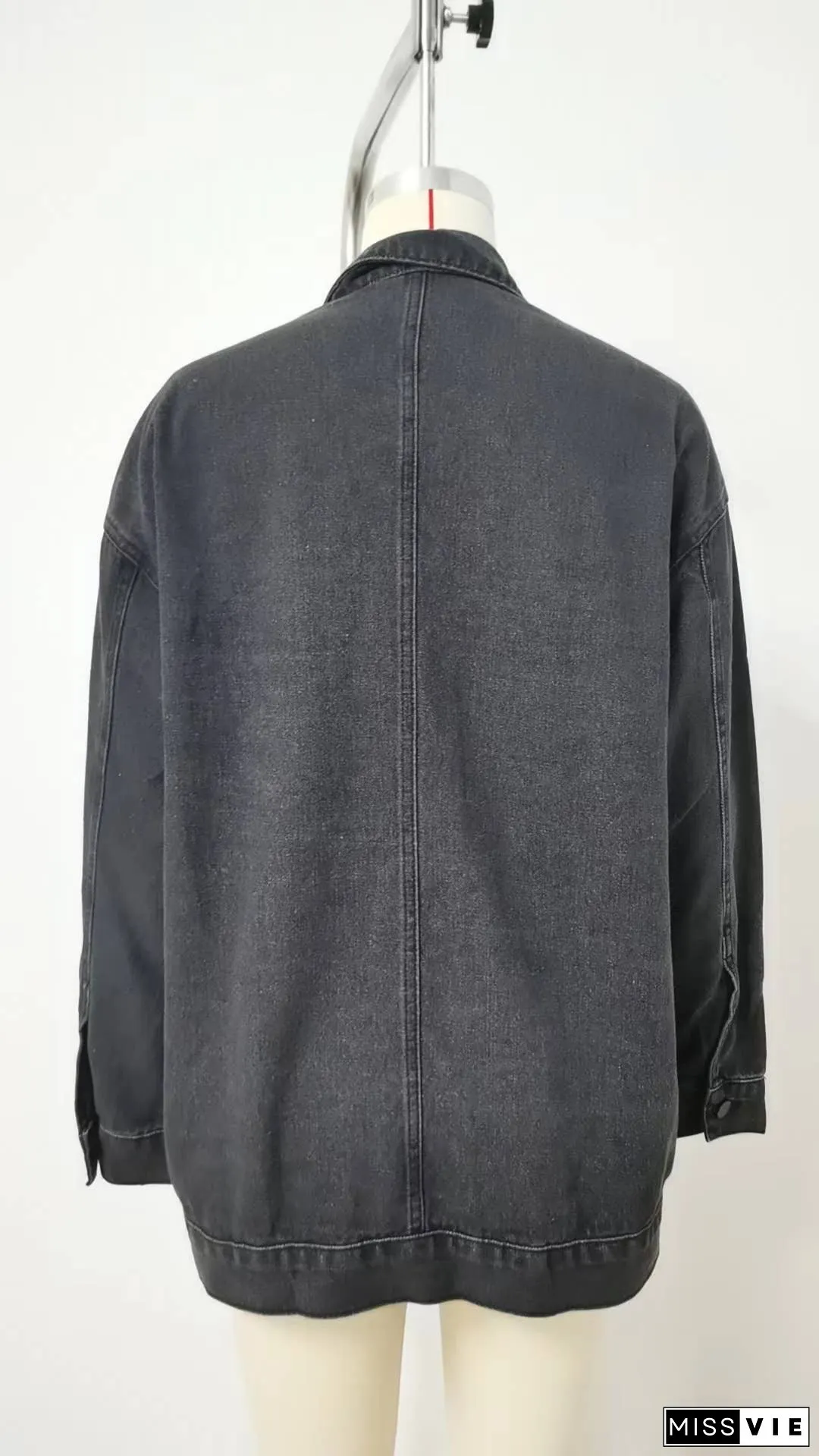 Plain Washed Denim Big Pockets Oversize Jacket MN22