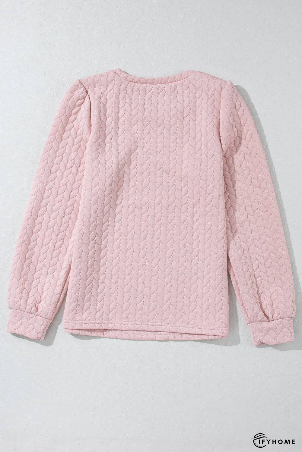 Rosy Waffle Quilted Puff Sleeve Sweatshirt | IFYHOME